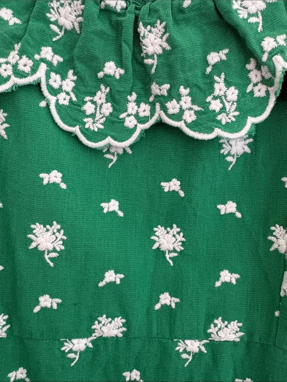Roller Rabbit Green Floral Sleeveless Ruffle Dress + Self-Tie Belt - size S EUC - Picture 3 of 4